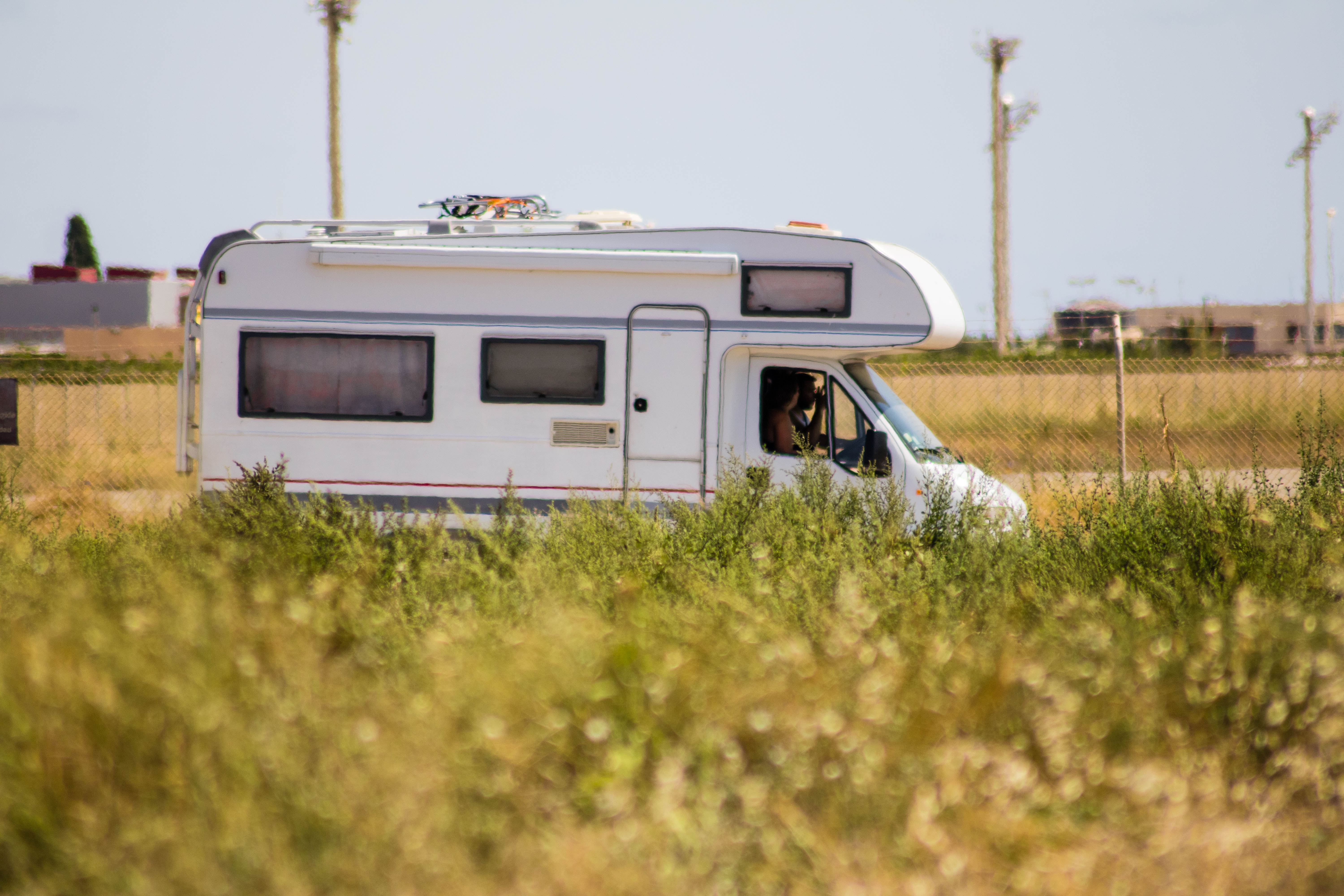 Motorhome parked in field